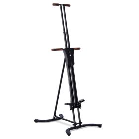 Vertical Climber Exercise Machine Folding Adjustable Stair Workout with Display Monitor Black