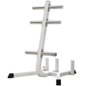 2-Inch Weight Plate Rack with Barbell Bar Holders, Olympic Weight Tree, 660 lbs. Capacity, White