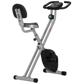 Foldable Upright Training Exercise Bike Indoor Stationary X Bike with 8 Levels of Magnetic Resistance for Aerobic Exercise, Grey
