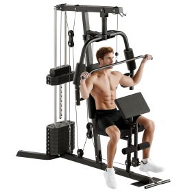 Home Gym System, Multifunction Workout Station with 100Lbs Weight Stack, 100Lbs Resistance for Full Body Workout Machine
