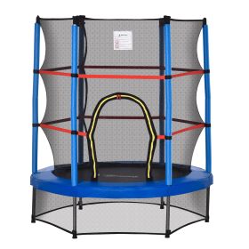 4.5FT Kids Trampoline, Blue, with Safety Enclosure Net and Springless Design, Steel Frame, for Ages 3 to 6