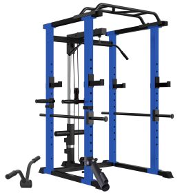 Multi-functional Power Cage,Home Adjustable Pullup Squat Rack 1000Lbs Capacity Comprehensive Fitness Barbell Rack (Color: as Pic)